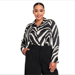 Sergio Hudson x Target Women's Black/White Zebra Print Blouse - Size 1X